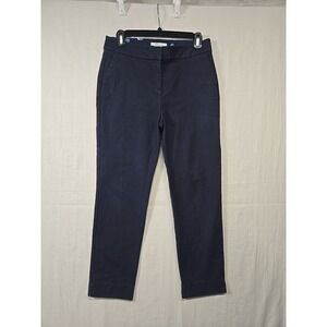 Boden Navy‎ Blue Flat Front Cropped Cotton Stretch Chino Pants Women's 10R